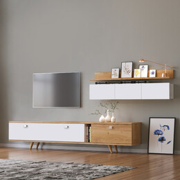 Σύνθεση Τηλεόρασης Hera Megapap Χρώμα Sapphire oak - Λευκό 170x37x45εκ.