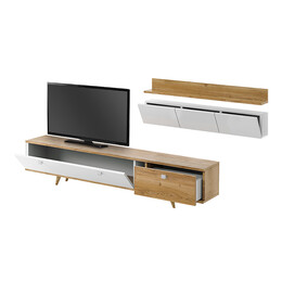 Σύνθεση Τηλεόρασης Hera Megapap Χρώμα Sapphire oak - Λευκό 170x37x45εκ.