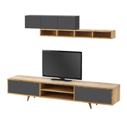 Σύνθεση Τηλεόρασης Serine Megapap Χρώμα Sapphire oak - Ανθρακί 170x37x45εκ.