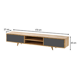 Έπιπλο Τηλεόρασης Serine Megapap Χρώμα Sapphire oak - Ανθρακί 170x37x45εκ.