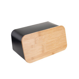 Estia Ψωμιερα Bamboo Essentials Μεταλλικη με Καπακι 34.5x19x17cm Μαυρη