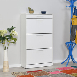 Παπουτσοθήκη Μελαμίνης Flat Megapap 18 Ζεύγων σε Χρώμα Λευκό 75x29x128εκ.