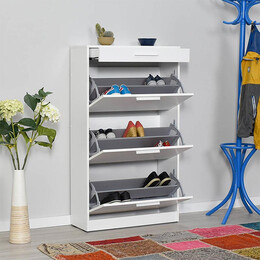 Παπουτσοθήκη Μελαμίνης Flat Megapap 18 Ζεύγων σε Χρώμα Λευκό 75x29x128εκ.