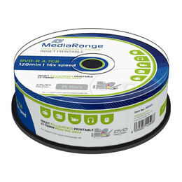 Mediarange dvd-r 4.7gb 16x, Inkjet ff Print, Cake Box, 25τμχ