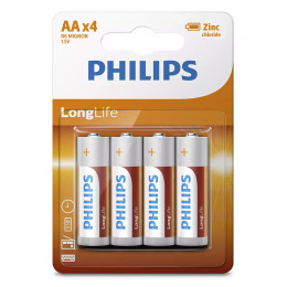 Philips Longlife Zinc Chloride Μπαταρίες R6l4b/10 aa r6 Mignon, 4τμχ