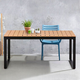 Τραπέζι Κήπου Poseidon Megapap Μέταλλο - Ξύλο Χρώμα Μαύρο - Καρυδί 180x92x75εκ.