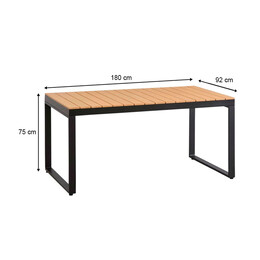 Τραπέζι Κήπου Poseidon Megapap Μέταλλο - Ξύλο Χρώμα Μαύρο - Καρυδί 180x92x75εκ.