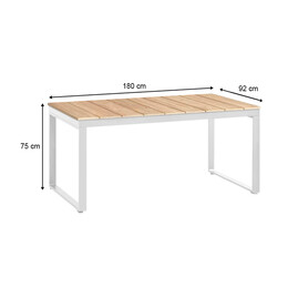 Τραπέζι Κήπου Poseidon Megapap Μέταλλο - Ξύλο Χρώμα Λευκό - Φυσικό 180x92x75εκ.