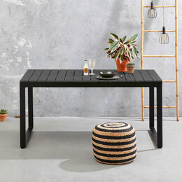 Τραπέζι Κήπου Poseidon Megapap Μεταλλικό - Μασίφ Ξύλο Χρώμα Μαύρο 150x82x75εκ.