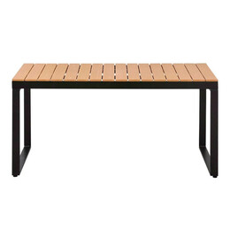 Τραπέζι Κήπου Poseidon Megapap Μεταλλικό - Μασίφ Ξύλο Χρώμα Μαύρο - Καρυδί 150x82x75εκ.