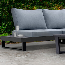 Σαλόνι Κήπου Γωνιακό Lyra Megapap σετ 3 τμχ Μέταλλο - Ξύλο Χρώμα Μαύρο