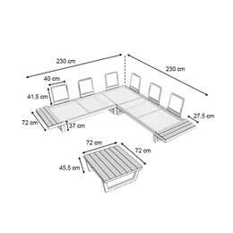 Σαλόνι Κήπου Γωνιακό Lyra Megapap σετ 3 τμχ Μέταλλο - Ξύλο Χρώμα Λευκό