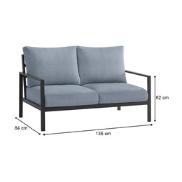 Σαλόνι Κήπου Ermis Megapap σετ 3 τμχ Μέταλλο - Ξύλο Χρώμα Μαύρο - Γκρι