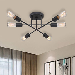 Φωτιστικό Οροφής Helga Megapap e27 Μεταλλικό Εξάφωτο Χρώμα Μαύρο 50x12x20εκ.