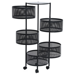 Estia Τρολει Κουζινας Μεταλλικο με 5 Συρταρια Μαυρο