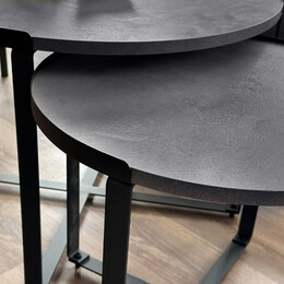 Σετ Τραπεζάκια Σαλονιού Davis Megapap 2τμχ. Μεταλλικά - Μελαμίνης Χρώμα Γκρι Σκυροδέματος 70x69x46εκ.