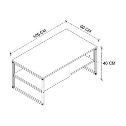 Τραπεζάκι Σαλονιού Lawrence Megapap από Μελαμίνη Χρώμα Ανθρακί 105x60x46εκ.