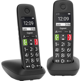 Gigaset E290 duo Ασύρματο Τηλέφωνο set για Ηλικιωμένους με Aνοιχτή Aκρόαση (Ggse290duo-bk)