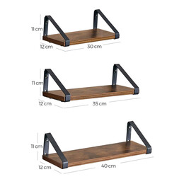Σετ Επιτοίχια Ξύλινα Ράφια 40 x 12 x 11 cm 3 τμχ Vasagle (Lws33bx) (Vaslws33bx)