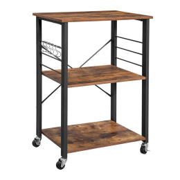 Μεταλλικό Τρόλεϊ Κουζίνας με 3 Ράφια 60 x 40 x 89 cm Vasagle (Kks60xv1) (Vaskks60xv1)