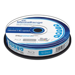 Mediarange bd-r blu-ray 25gb 6x Cake box x10 Inkjet Fullsurface Printable (Mr500)