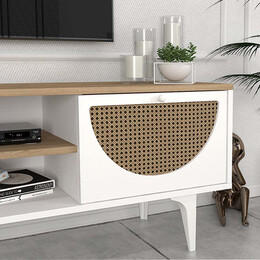 Έπιπλο Τηλεόρασης Aureta Megapap Χρώμα Λευκό - Sapphire oak 150x35x52,8 εκ.