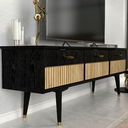 Έπιπλο Τηλεόρασης Bolea Megapap Χρώμα Modern Black 150x35x49,7 εκ.