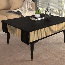 Τραπεζάκι Σαλονιού Bolea Megapap Χρώμα Modern Black - Φυσικό Οξιάς 90x60x38,6εκ.