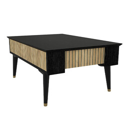 Τραπεζάκι Σαλονιού Bolea Megapap Χρώμα Modern Black - Φυσικό Οξιάς 90x60x38,6εκ.