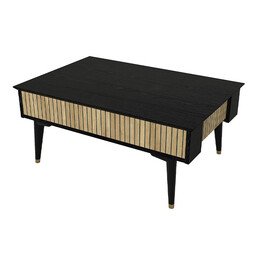 Τραπεζάκι Σαλονιού Bolea Megapap Χρώμα Modern Black - Φυσικό Οξιάς 90x60x38,6εκ.