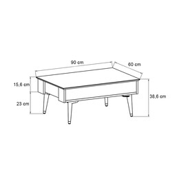 Τραπεζάκι Σαλονιού Bolea Megapap Χρώμα Modern Black - Φυσικό Οξιάς 90x60x38,6εκ.