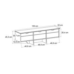 Έπιπλο Τηλεόρασης Venita Megapap Χρώμα Sapphire oak - Ανθρακί 150x35x45,3εκ.