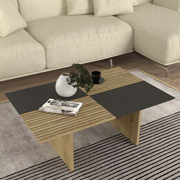 Τραπεζάκι Σαλονιού Venita Megapap Χρώμα Sapphire oak - Ανθρακί 90x60x33,8εκ.