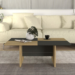 Τραπεζάκι Σαλονιού Venita Megapap Χρώμα Sapphire oak - Ανθρακί 90x60x33,8εκ.