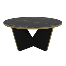 Τραπεζάκι Σαλονιού Lagerta Megapap Χρώμα Μαύρο εφέ Μαρμάρου Ø75x35εκ.