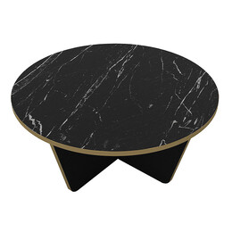 Τραπεζάκι Σαλονιού Lagerta Megapap Χρώμα Μαύρο εφέ Μαρμάρου Ø75x35εκ.