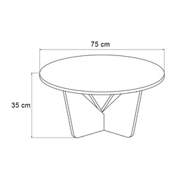 Τραπεζάκι Σαλονιού Lagerta Megapap Χρώμα Μαύρο εφέ Μαρμάρου Ø75x35εκ.