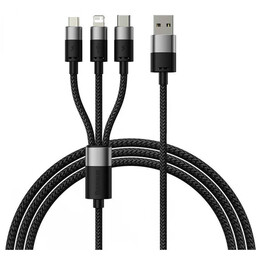 Baseus Quick Charge usb to M+l+c  Starspeed 3.5a 0,6m (Black) (P10319900111-00) (Basp10319900111-00)