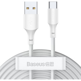 Baseus Simple Wisdom Regular usb 2.0 Cable usb-c Male - usb-a Male Λευκό 1.5m (Tzcatzj-02) (Bastzcatzj-02)