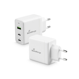 Mediarange 65w Fast Charger With usb-a and two usb-c Outputs, White (Mrma116)