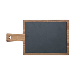 Estia Πλατω Σερβιρισματος Σχιστολιθου με Ξυλινη Βαση Ακακια 28x17cm