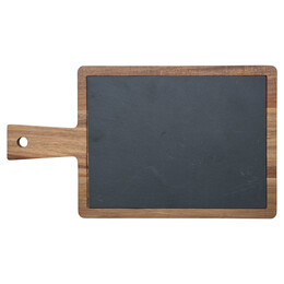 Estia Πλατω Σερβιρισματος Σχιστολιθου με Ξυλινη Βαση Ακακια 35x20cm