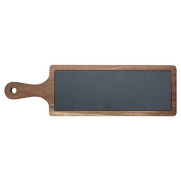 Estia Πλατω Σερβιρισματος Σχιστολιθου με Ξυλινη Βαση Ακακια 44x13cm