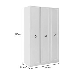 Ντουλάπα Ρούχων Hampton Megapap Τρίφυλλη Χρώμα Λευκό 103x52x185εκ.