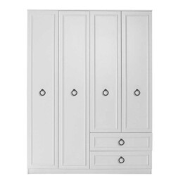 Ντουλάπα Ρούχων Hampton Megapap Τετράφυλλη Χρώμα Λευκό 140x52x185εκ.