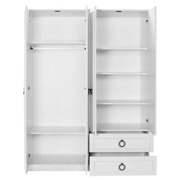 Ντουλάπα Ρούχων Hampton Megapap Τετράφυλλη Χρώμα Λευκό 140x52x185εκ.