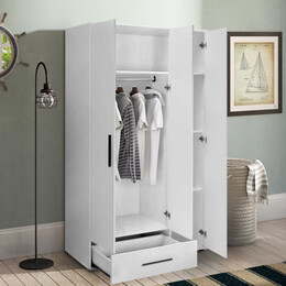 Ντουλάπα Ρούχων Bianco Megapap Τρίφυλλη Χρώμα Λευκό 103x52x187εκ.