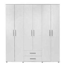 Ντουλάπα Ρούχων Bianco Megapap Εξάφυλλη Χρώμα Λευκό 206x52x213εκ.