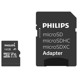 Philips Microsdhc 16gb Class 10 u1 v10 a1 uhs-i με Αντάπτορα (Fm16mp45b/00) (Phifm16mp45b-00)