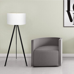 Φωτιστικό Δαπέδου Rosling Megapap Mdf/ύφασμα pvc Χρώμα Μαύρο - Λευκό 38x38x140εκ.